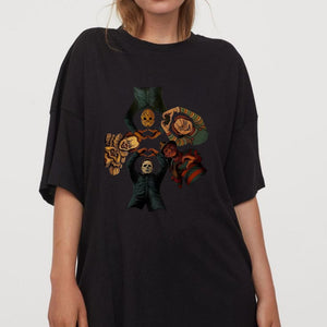 "Horror Friends" Halloween T-Shirt - Iconic Serial Killers Graphic Tee, Y2K Nostalgia Apparel — view 2