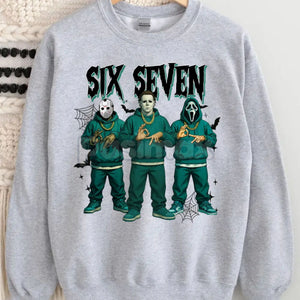Funny "Six Seven" 67 Halloween Shirt | Slasher Movie Killers Sweatshirt – Horror Fan Gift — view 2