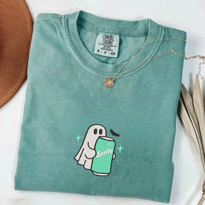 Embroidered Spooky Drink Comfort Colors T-Shirt – Halloween Barista Style Tee — view 6