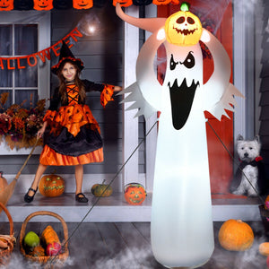 6 Feet Halloween Inflatable Blow Up Ghost with Pumpkin and LED Lights — view 8
