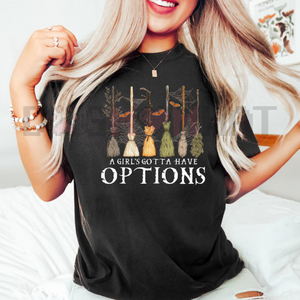 'A Girl Gotta Have Options' Witches Halloween Shirt – Retro Halloween T-Shirt, Funny Empowered Witch Tee — view 2