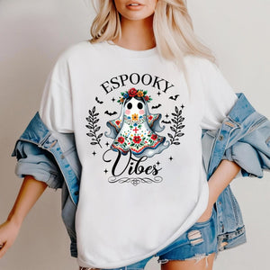 Cute Ghost "Boo" Halloween T-Shirt - Drinking Mexican Ghost Graphic Tee, Spooky Season Apparel — view 2