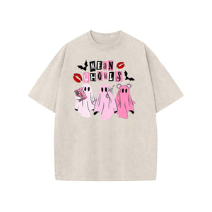 Unisex "Mean Ghouls" Halloween T-Shirt – Washed Cotton, Vintage Streetwear, Bat Graphic — view 2