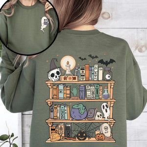 Reading Ghost Sweatshirt – Spooky Teacher & Library Halloween Top — view 2