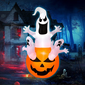 6 Feet Pumpkin-Halloween Blow Up Yard Decorations with Build-in LED Light — view 5