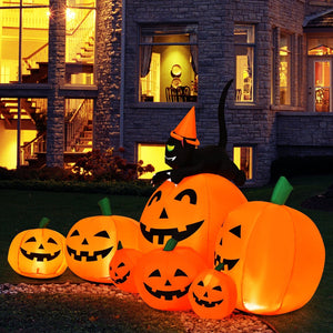 Halloween 7.5 Feet Inflatable Pumpkin Combo with Witch Black Cat — view 5