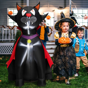 4.7 Feet Halloween Inflatable Vampire Cat with Red Cloak — view 2