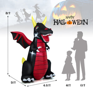 8 Feet Halloween Inflatable Fire Dragon Decoration with LED Lights — view 4