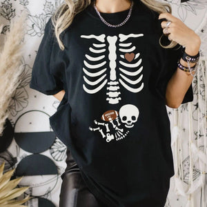 Funny Football Pregnancy Shirt – Pregnant Skeleton Halloween Maternity Tee, Mama To Be Sweater, Fall Gift for New Mom — view 3