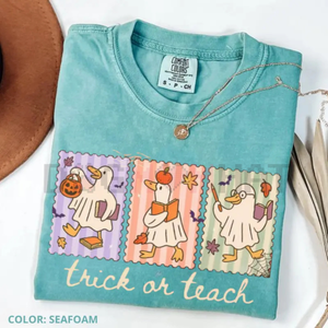 Funny Teacher Goose Halloween Comfort Colors Shirt – "Trick or Teach" Cute Ghost Tee, Elementary Teacher Humor Gift, Unisex — view 2