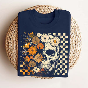 Skull and Flowers T-Shirt - Vintage Halloween Graphic Tee, Retro Oversized Streetwear Shirt — view 2