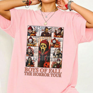 Fall Horror Characters Killers T-Shirt - Boys of Fall Slasher Tee, Halloween Graphic Apparel — view 3