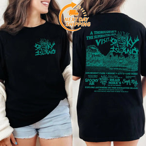 Spooky Island Ghost Town Halloween Shirt – Retro Skull Tee, Horror Party T-Shirt, Spooky Nostalgia Top, Baggy Fit — view 2