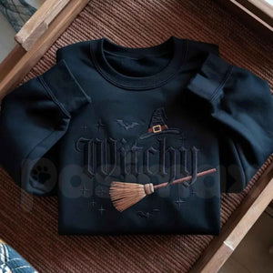 Filmyhub Embroidered Witchy Halloween Sweatshirt – Spooky Aesthetic Crewneck — view 2