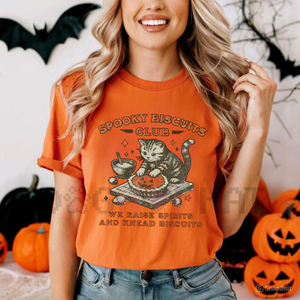 Spooky Biscuits Club Shirt – Halloween Cat T-Shirt, Pumpkin Pie Tee — view 2