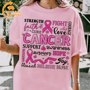 "In October We Wear Pink" Horror T-Shirt - Halloween Breast Cancer Awareness Tee, Cancer Survivor Support Squad Shirt — view 2