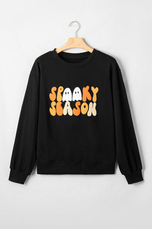 Halloween Spooky Season Embroidered Long Sleeve Sweatshirt — view 2