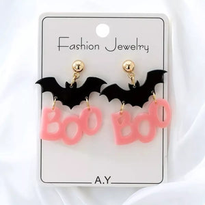 Halloween Bat Boo Dangle Earrings — view 4