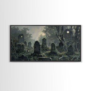 Dark Academia Wall Art, Framed Canvas Print, Spooky Halloween Wall Art, Halloween Wall Decor, Spooky Vibes, Victorian Oil Painting — view 2