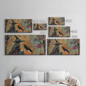 The Witch and The Raven Familiar, Framed Canvas Print, Halloween Gift, Halloween Props, Halloween Wall Art — view 7