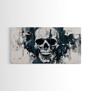 Gothic Skull Art Canvas Print, Dark Moody Abstract Wall Decor, Halloween Living Room Art, Unique Therapy Art Gift, Dark Angels Print — view 1