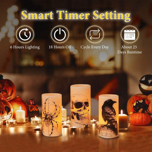 3-Pack: Halloween Battery Operated Flameless Candle Lamp with Timer Setting — view 9