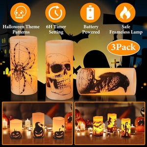 3-Pack: Halloween Battery Operated Flameless Candle Lamp with Timer Setting — view 10