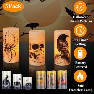 3-Pack: Halloween Battery Operated Flameless Candle Lamp with Timer Setting — view 7