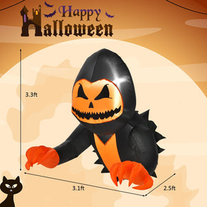 3.3 Feet Halloween Inflatable Pumpkin Head Ghost Broke Out from Window — view 4