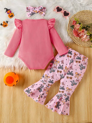 Children's Halloween Graphic Top and Pants 3-Piece Set with Headband — view 2