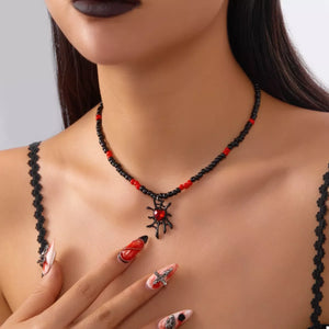 Halloween Spider Web Beaded Necklace — view 1