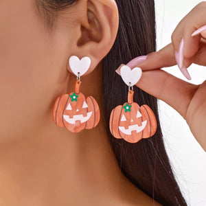 Halloween Pumpkin Heart Drop Earrings — view 1