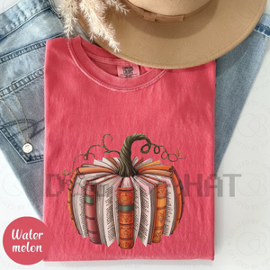 Fall Pumpkin Made With Books – Ready To Press Transfer, Halloween T-Shirt Design — view 3