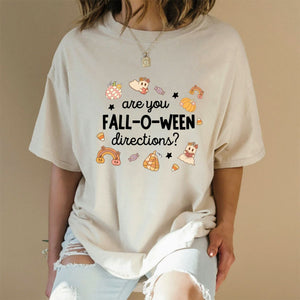 "Are You Fall-O-Ween Directions?" Shirt - Funny Halloween Pun Tee, Spooky Season Apparel — view 3