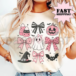 Comfort Colors® Pink Girly Bows Halloween Tee – Cute Ghost Shirt — view 3