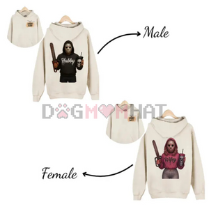 Wifey & Hubby Jason Hoodie – Halloween Couple Outfits, Spooky Horror Movie Shirt, Anniversary Gift — view 3