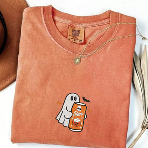 Embroidered Spooky Drink Comfort Colors T-Shirt – Halloween Barista Style Tee — view 2