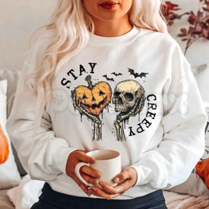 Stay Creepy Sweatshirt | Retro Spooky Halloween Crewneck — view 3