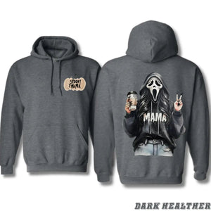 Spooky Mama Coffee Ghost Hoodie – Cozy Unisex Pullover for Moms, Fun Halloween Design, Perfect for Fall, Pumpkin Patch & Trick or Treating — view 3