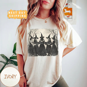 Cozy Retro 'Girls Will Be Girls' Witch Shirt – Comfort Colors® Nostalgic Halloween Tee, Funny Witchy Vibes Fall Staple — view 3
