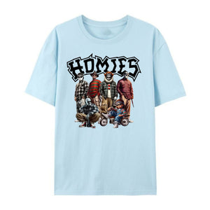 "Homies Horror" Movie Villains T-Shirt - Funny Chicano Lowrider Style Tee, Urban Halloween Streetwear — view 2
