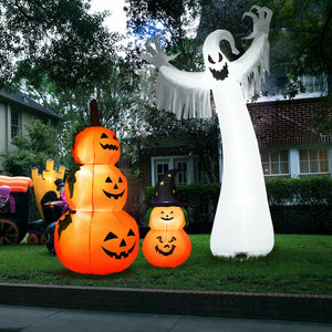 12 Feet Halloween Inflatable Spooky Ghost with Blower and LED Lights — view 6