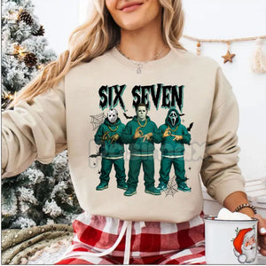Funny "Six Seven" 67 Halloween Shirt | Slasher Movie Killers Sweatshirt – Horror Fan Gift — view 3