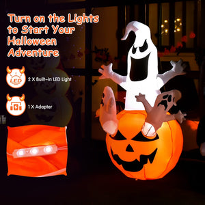 6 Feet Pumpkin-Halloween Blow Up Yard Decorations with Build-in LED Light — view 7