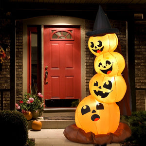 7 Feet Halloween Inflatable Pumpkin Combo with Witch's Hat and LED Lights — view 6