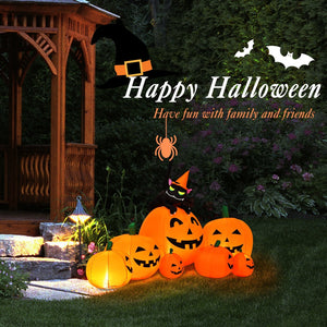 Halloween 7.5 Feet Inflatable Pumpkin Combo with Witch Black Cat — view 3