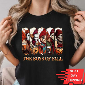 'The Boys Of Fall' Horror Shirt – Fall Vibes Halloween Tee, Horror Friends Autumn Shirt, Cozy Season Fan Gift, Unisex Graphic Top — view 3