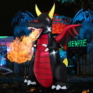 8 Feet Halloween Inflatable Fire Dragon Decoration with LED Lights — view 6