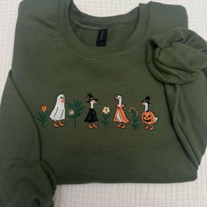 Spooky Goose Halloween Sweatshirt – Funny Embroidered Crewneck — view 3