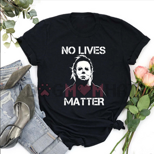 Halloween Michael Myers Men's T-Shirt – "Life Doesn't Matter", Horror Movie Graphic Tee — view 3